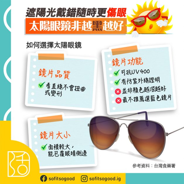 太陽眼鏡非越黑越好